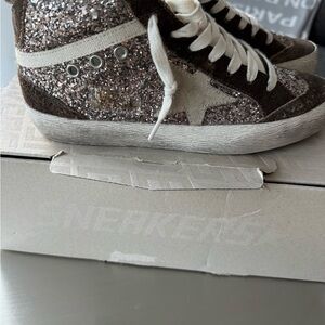 Golden Goose Mid Star Classic: Glitter. Ginger/Brown. Size 37.